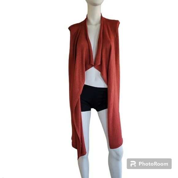 Moth anthropologie womens Sz M orange gold sleeveless cardigan - Picture 5 of 8